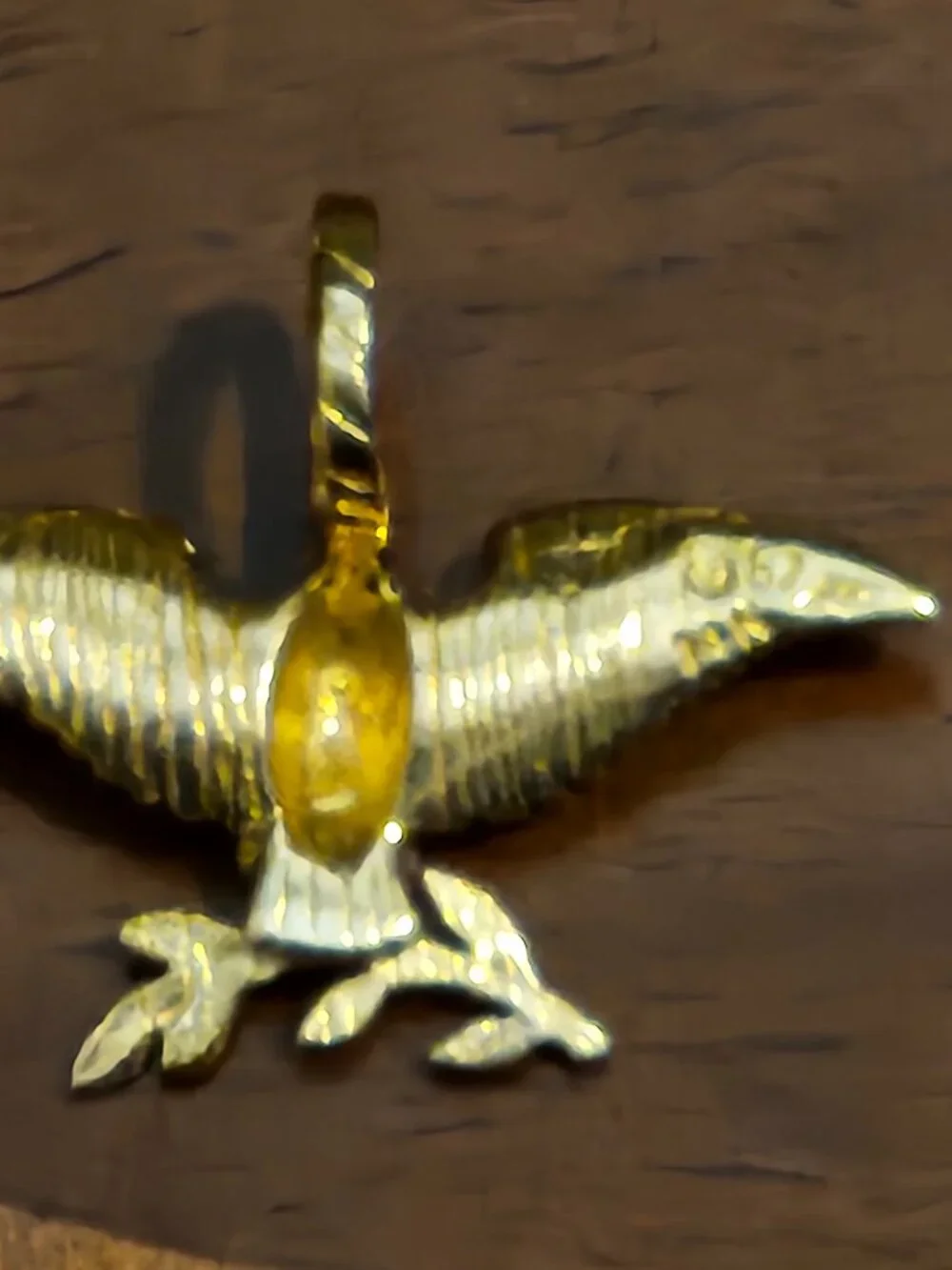 RARE VINTAGE MICHAEL ANTHONY 14k GOLD EAGLE DIAMOND CUT MILITARY CHARM PENDANT
